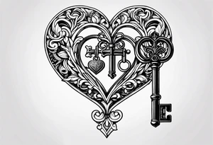 Heart shaped antique key tattoo idea