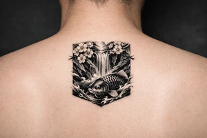 Asian style Cherry blossoms, waterfall, koi
half sleeve tattoo idea
