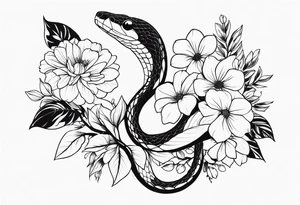 Snake and flowers tattoo idea