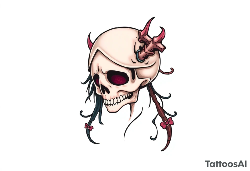 mystical  bringer of death head tattoo idea