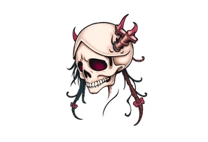 mystical  bringer of death head tattoo idea