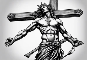 skinny man carrying a cross tattoo idea