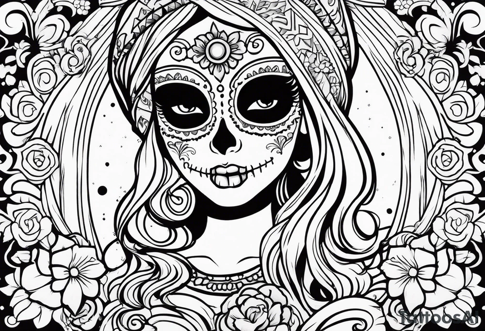 muertos style girls tattoo idea