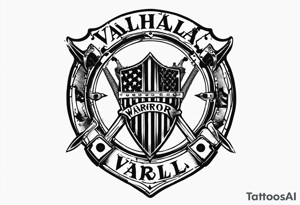 Wounded warrior valhalla shield barb wire prison tattoo idea