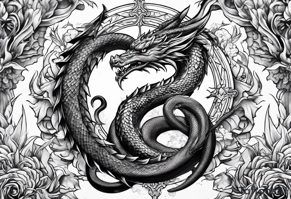 Dragon snake angel tattoo idea