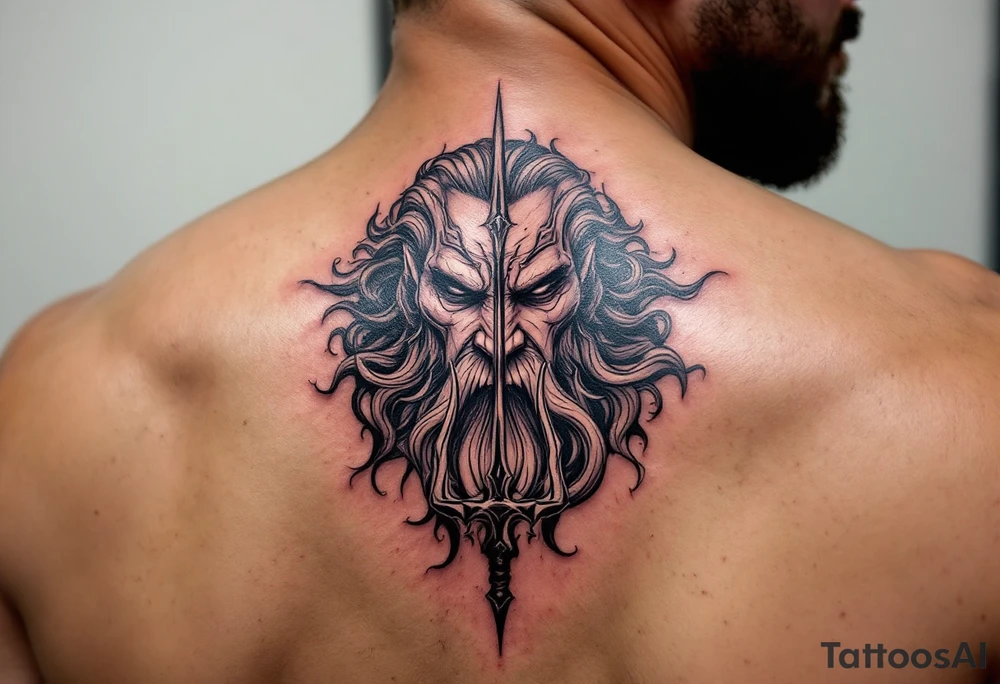 poseidon with trident tattoo idea