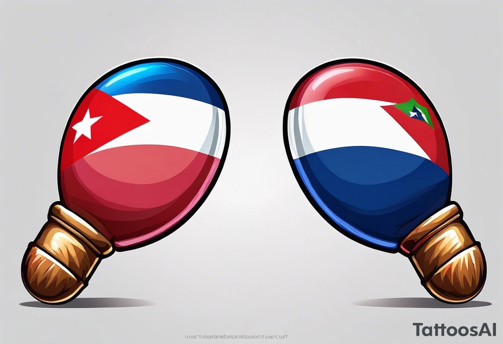 2 colorfull swinging maracas with Cuban flag tattoo idea