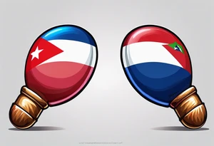 2 colorfull swinging maracas with Cuban flag tattoo idea