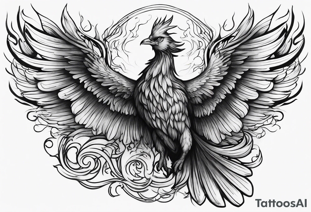 Phoenix rising from flames tattoo idea