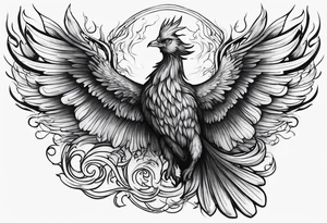 Phoenix rising from flames tattoo idea