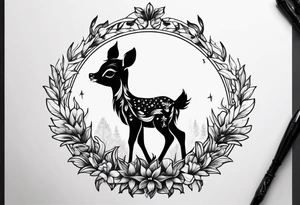 dark themed crying bambi fawn tattoo idea