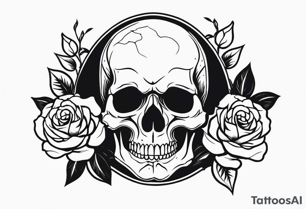 skull and roses tattoo idea