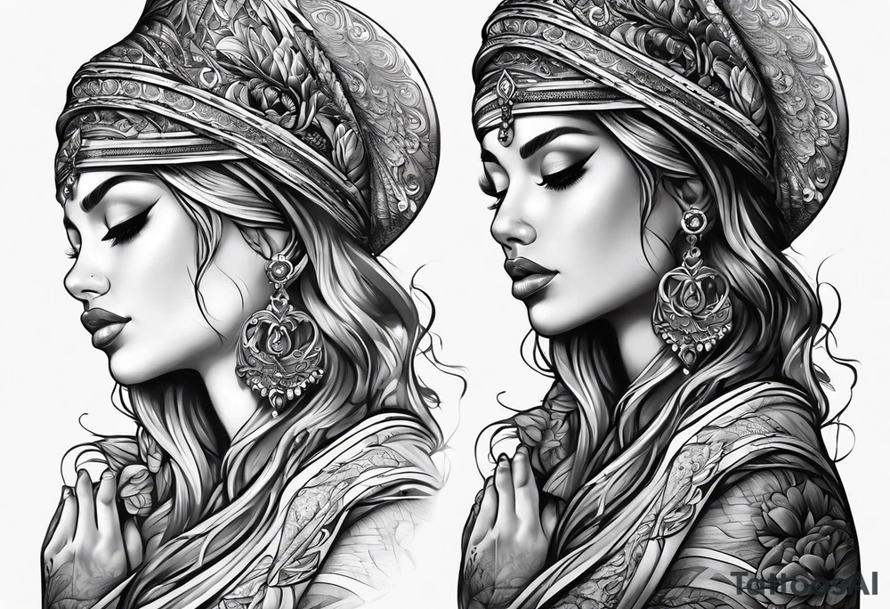 Praying Christian woman tattoo idea