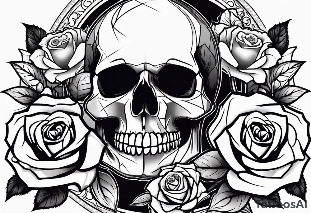 skull and roses tattoo idea