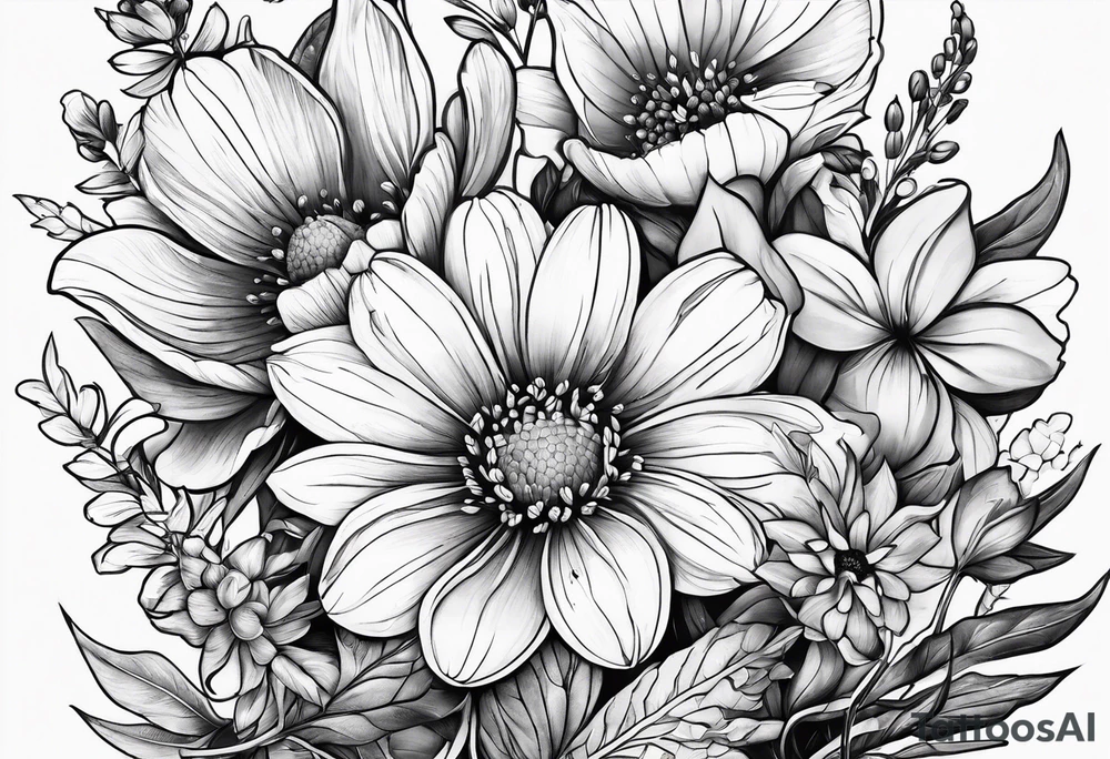 California native wild flowers tattoo idea