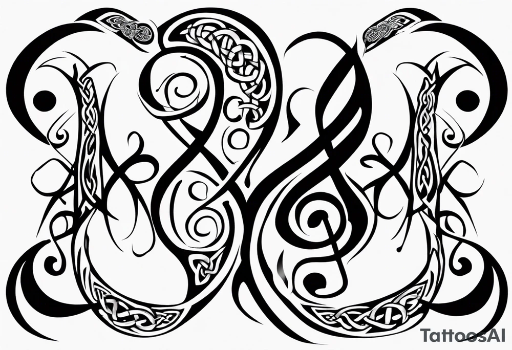 celtic an maori fusion design with a treble clef. tattoo idea