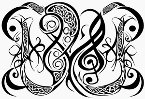celtic an maori fusion design with a treble clef. tattoo idea