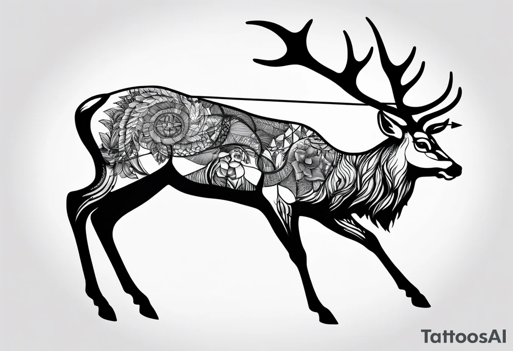 Recurve bow and arrow, deer tattoo idea