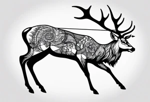 Recurve bow and arrow, deer tattoo idea