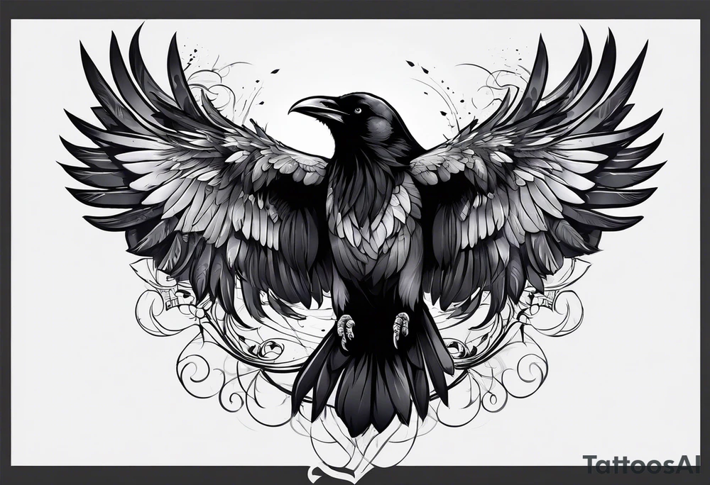 crow with open wings tattoo idea
