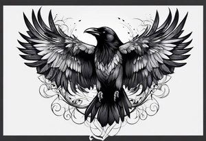crow with open wings tattoo idea