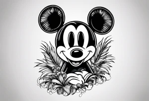 tron style mickey mouse with palm trees tattoo idea