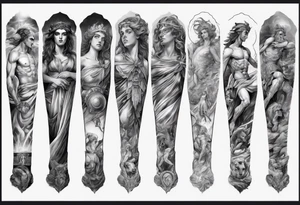greek mythology
many details
full arm sleeve
realisism tattoo idea