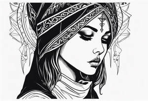 Sad girl Gothic stigmata tattoo idea
