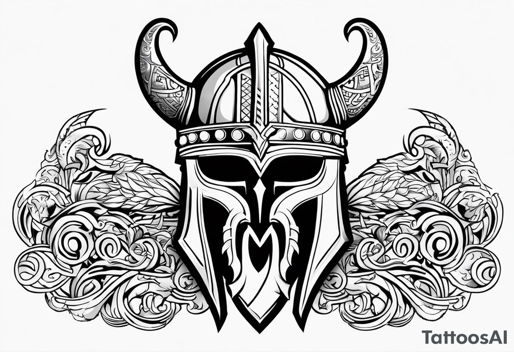 Valhalla viking helmet 
helmet tattoo idea