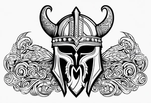 Valhalla viking helmet 
helmet tattoo idea
