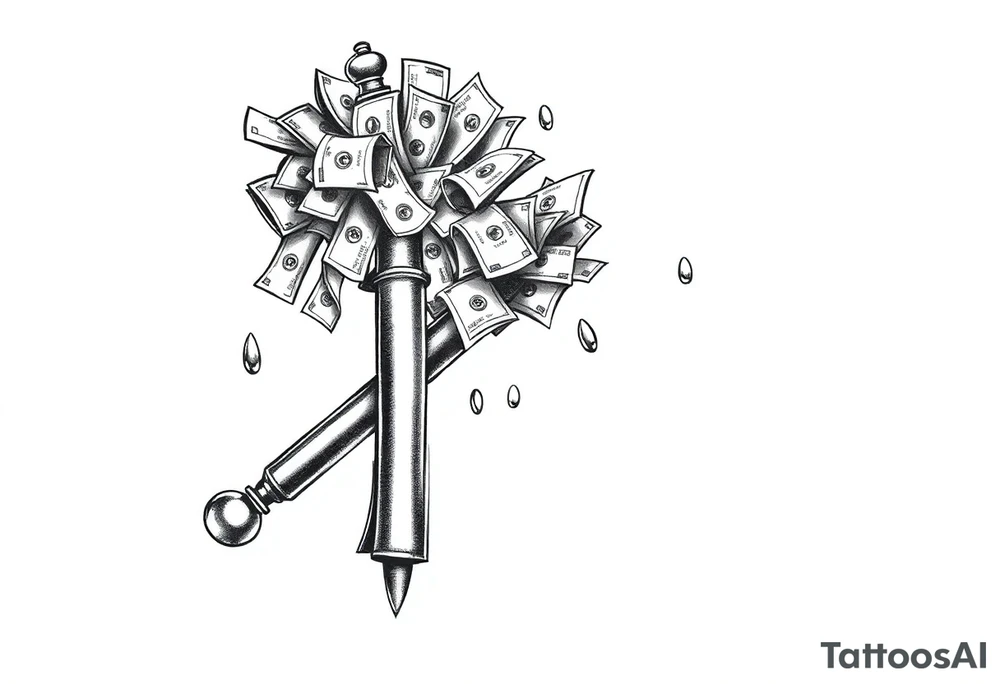 Barber pole  Razor with raining  money tattoo idea