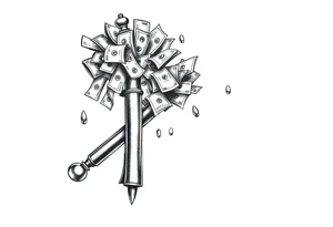 Barber pole  Razor with raining  money tattoo idea