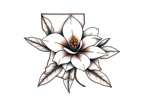 State or louisiana with magnolia flower in tooled leather tattoo idea