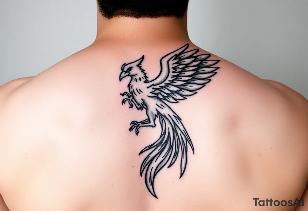 magnificent phoenix rising from golden flames with trailing embers tattoo idea
