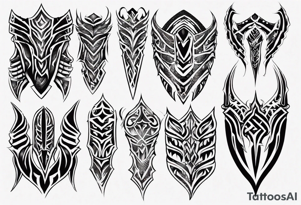 Dragonscale Leg armor symmetrical tattoo idea