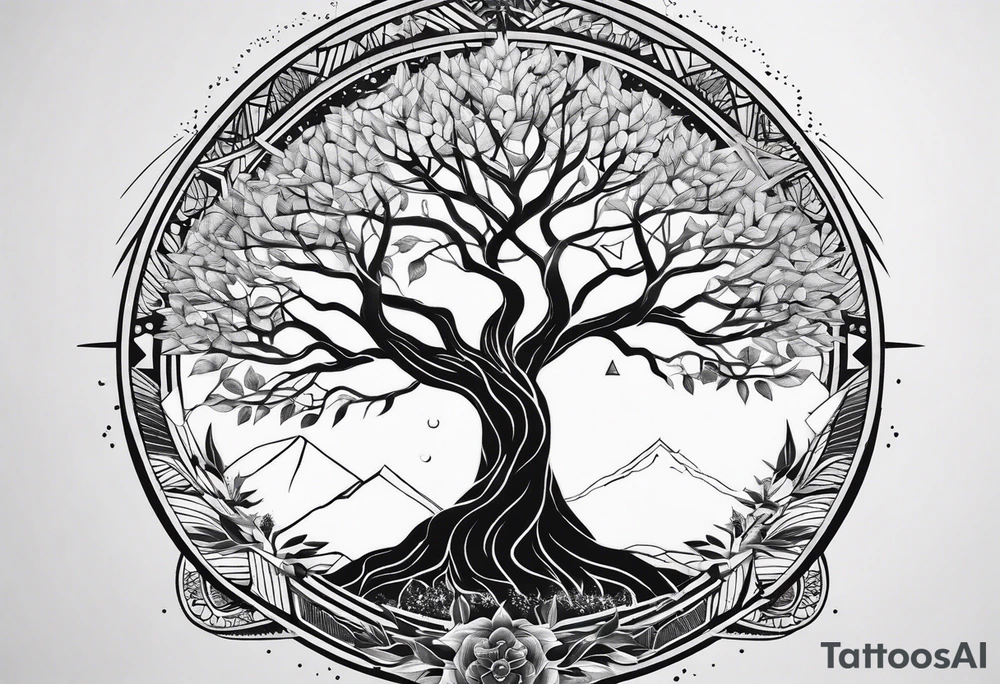 tree of life
3 line triangles behind tattoo idea