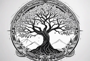 tree of life
3 line triangles behind tattoo idea