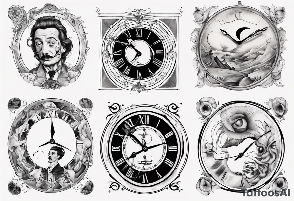 dali clock trippy tattoo idea