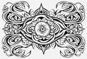 Ankle bracelet tattoo with ornamental feminine style and larger in the centre. Show on ankle tattoo idea