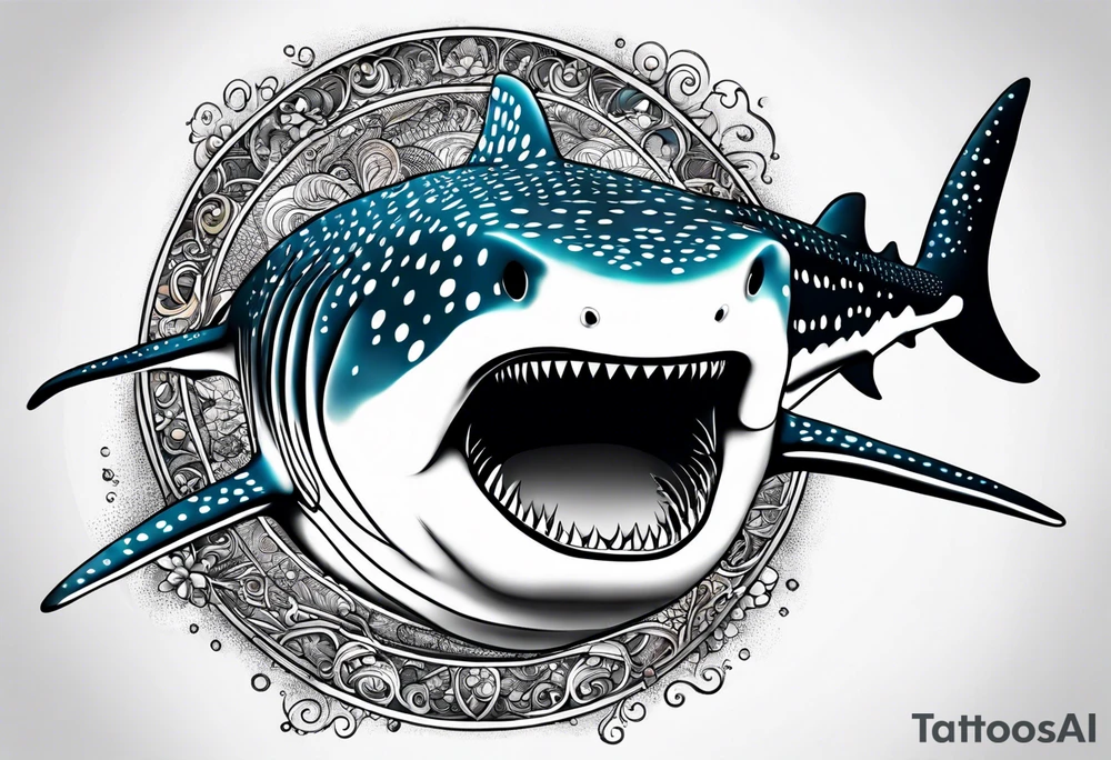 whale shark with cool texture pattern top view tattoo idea