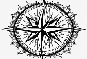 make a plain compass rose with long lines coming out of each tip of the compass in all directions extending out forever tattoo idea