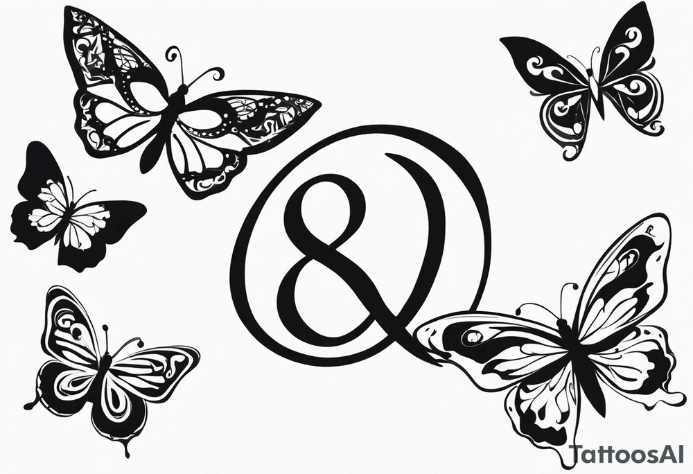 The word saudade turning into the number 8:18 with butterflies tattoo idea