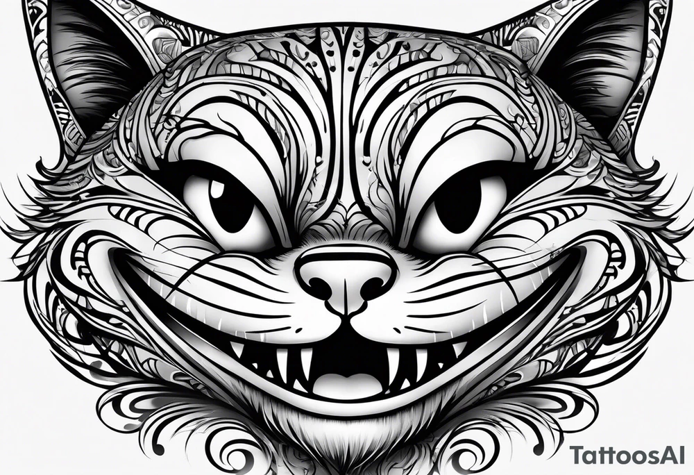 cheshire cat, big smile, eyes and mouth only tattoo idea