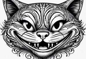 cheshire cat, big smile, eyes and mouth only tattoo idea