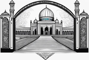 israel city vector gate 
swirl  vignette tattoo idea