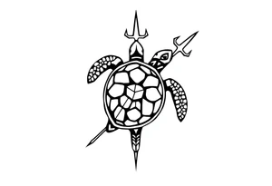 Turtle with a trident tattoo idea