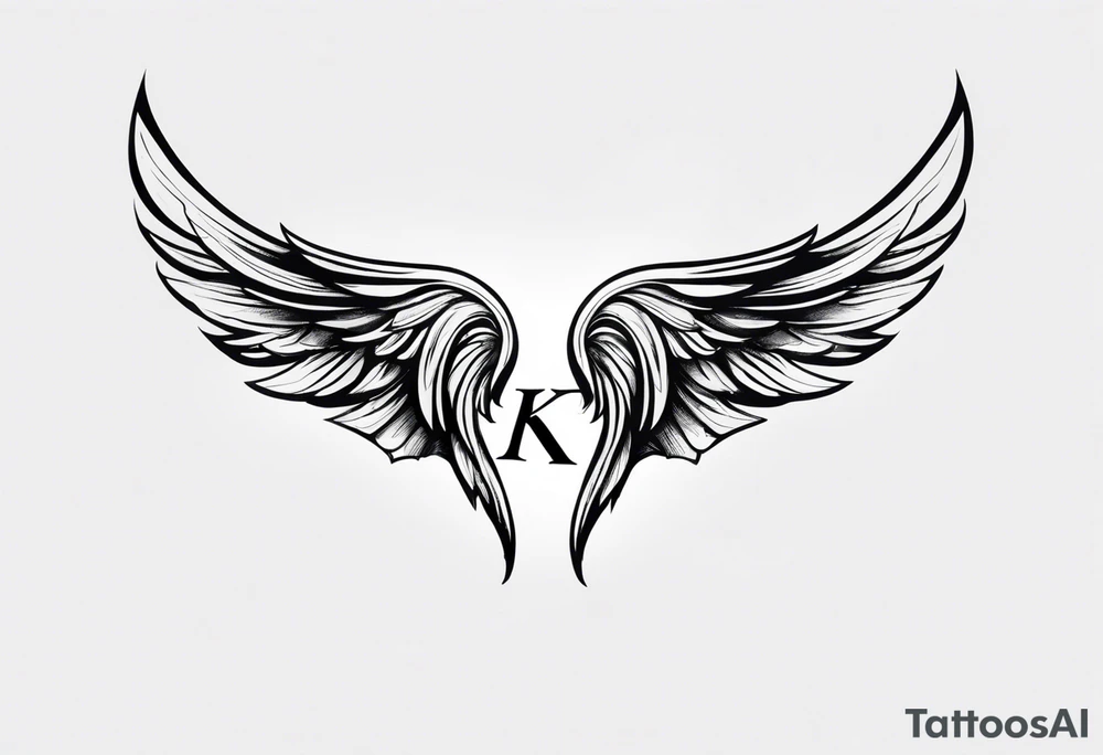 Imagine a pair of angel wings with a small halo above them. Below the wings, you could have the initials "K", "A", "S" in a flowing script, as if they’re gently floating beneath the wings. tattoo idea