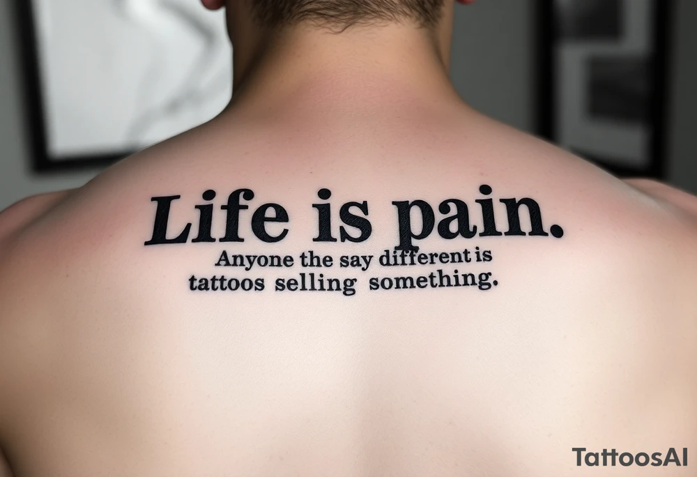 “Life is pain, Highness. Anyone who says differently is selling something.”
Typewriter font tattoo idea
