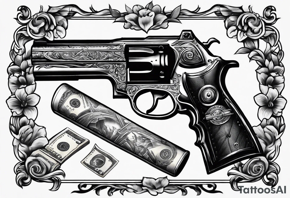 Money gun tattoo idea