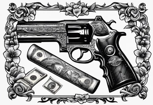 Money gun tattoo idea